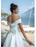 Off Shoulder White Satin Glamorous Wedding Dress